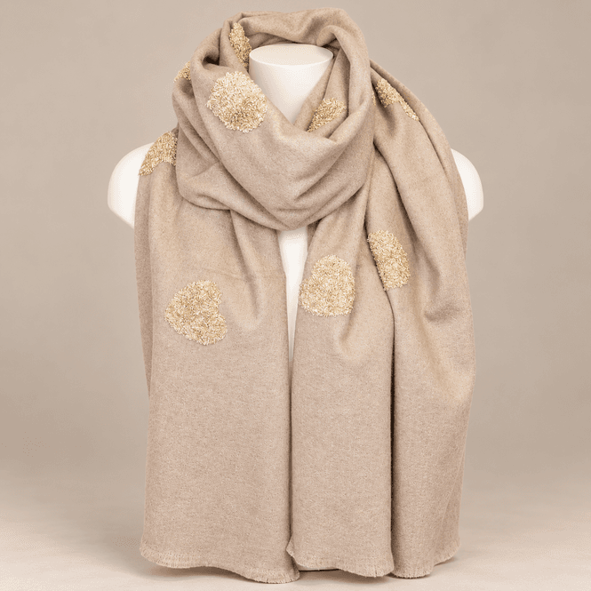 Hovedbilde RE-L33 Mellomtykt skjerf med print - taupe/beige
