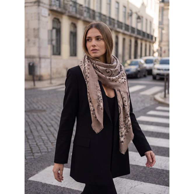 Hovedbilde 77449 Firkantskjerf ullmix - taupe