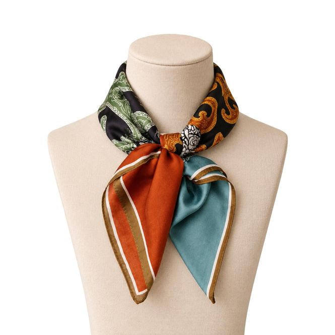 Hovedbilde FJ59 Lite skjerf silke & viscose - sort/orange