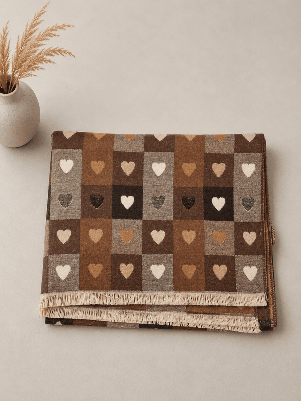 WK05 Skjerf mellomtykk viscose - sort/brun