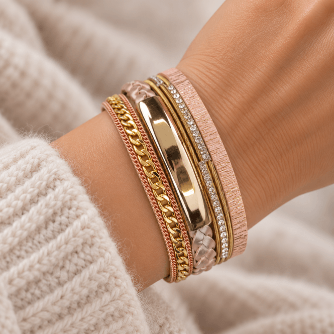 Hovedbilde Armbånd rosa/gull 2137