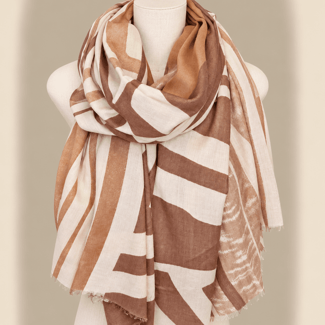 Hovedbilde 113072 Vanlig skjerf viscose abstrakt  - beige