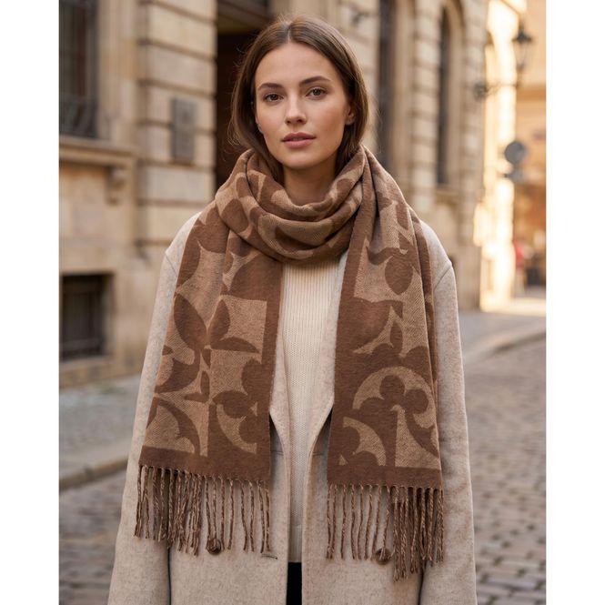 Hovedbilde F4092 Skjerf ullmix - camel brun