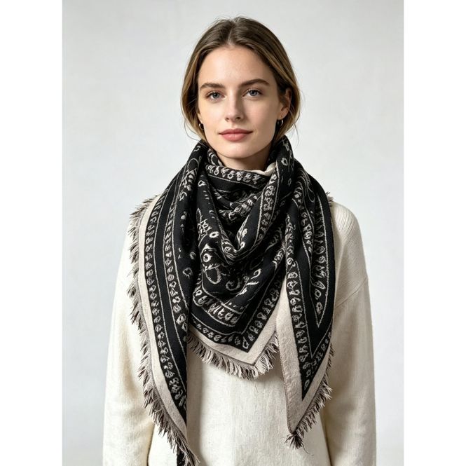 Hovedbilde 7152 Trekantskjerf ullmix - sort