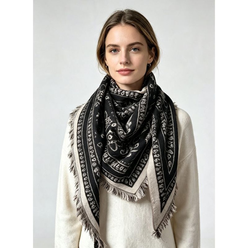 7152 Trekantskjerf ullmix - sort