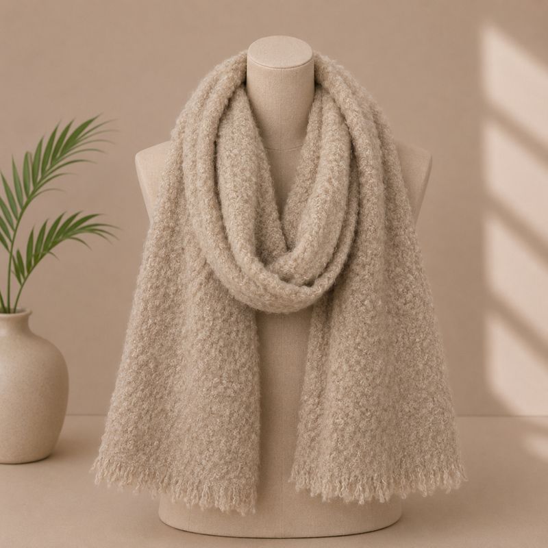 RE-L61 Skjerf ullmix frotte - taupe