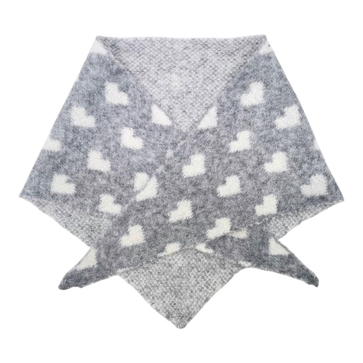 ZY1209  Lite skjerf ullmix hjerter - grå