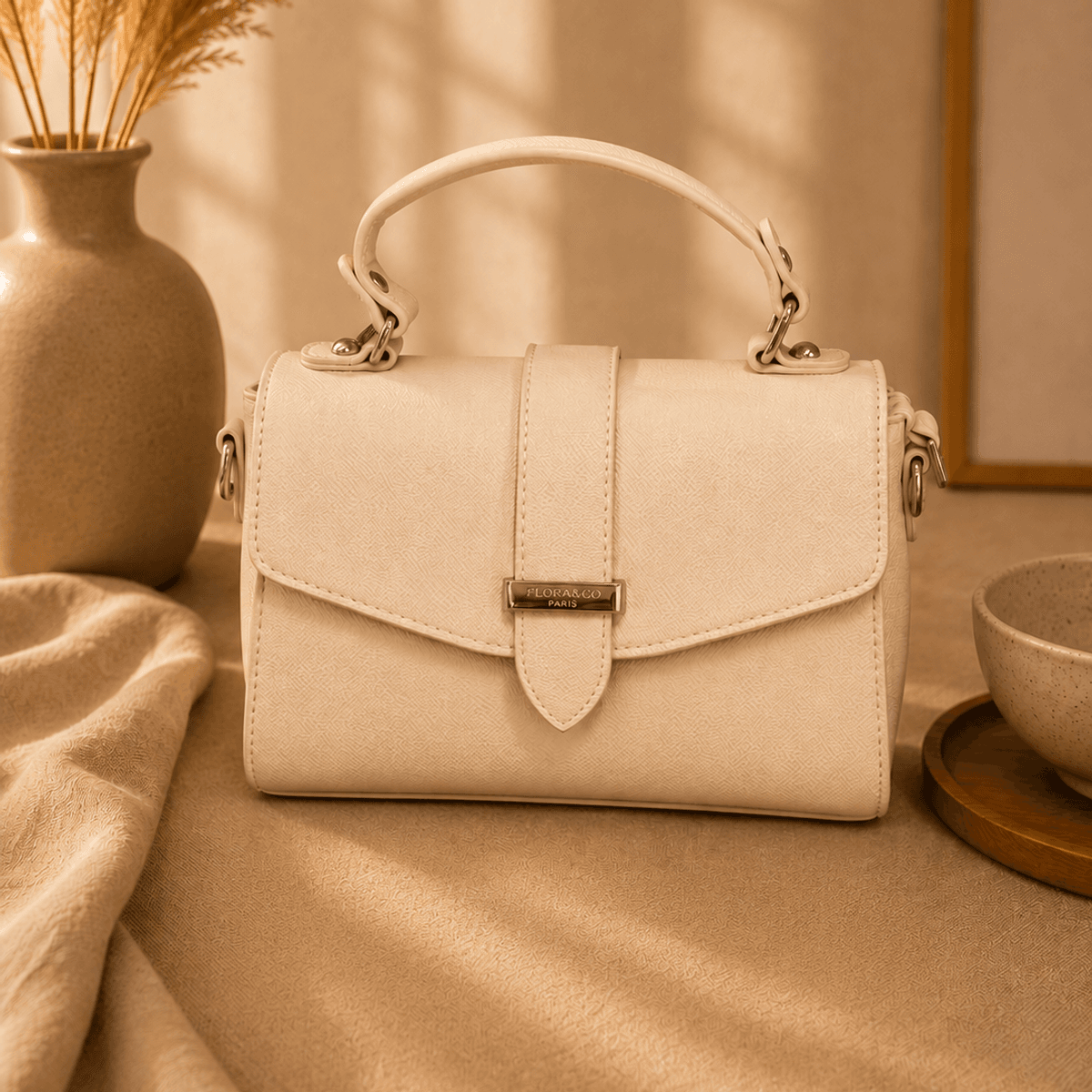 FL3600 Veske imitert hard skinn - creme