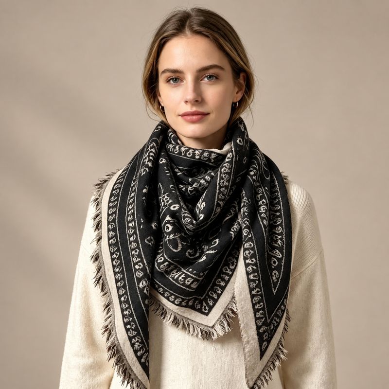 7152 Trekantskjerf ullmix - sort