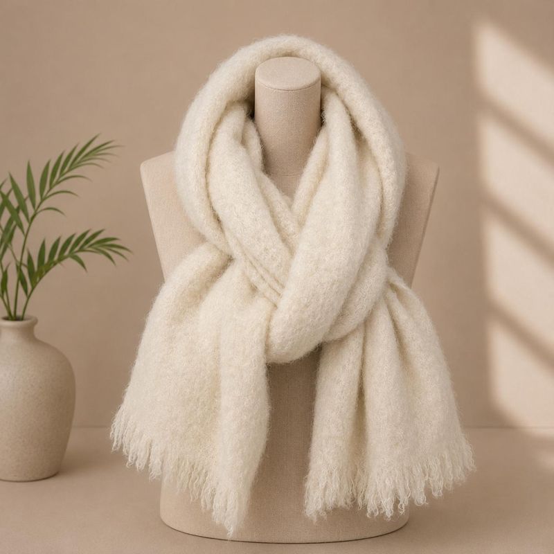 RE-L61 Skjerf ullmix frotte - offwhite