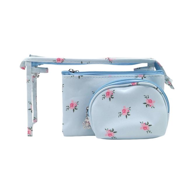 Hovedbilde Sminkepung 3pk blomstret - lys blå 1STK IGJEN