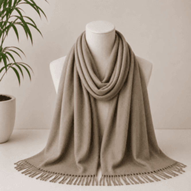 Hovedbilde N1135 Ensfarget mellomtykt skjerf viscose & ull - ...