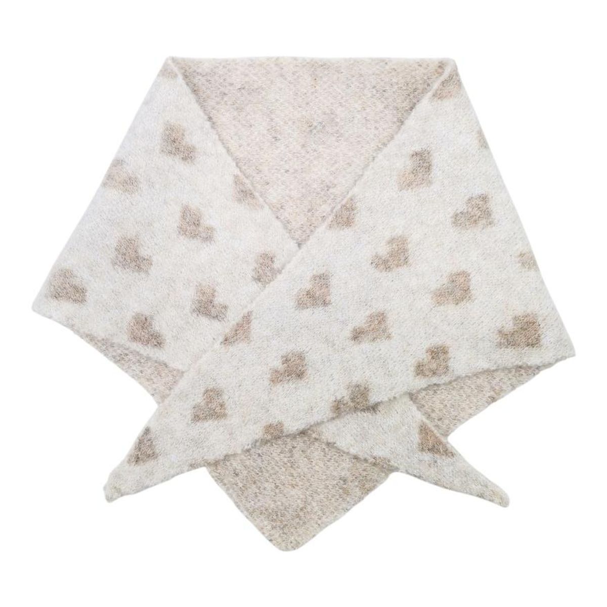ZY1209  Lite skjerf ullmix hjerter - beige