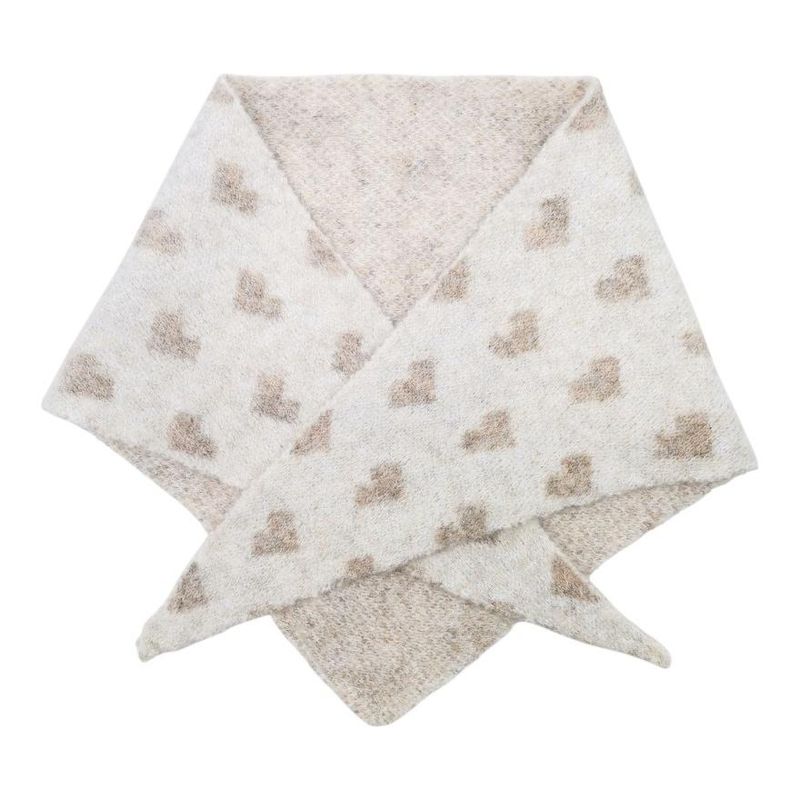 ZY1209  Lite skjerf ullmix hjerter - beige