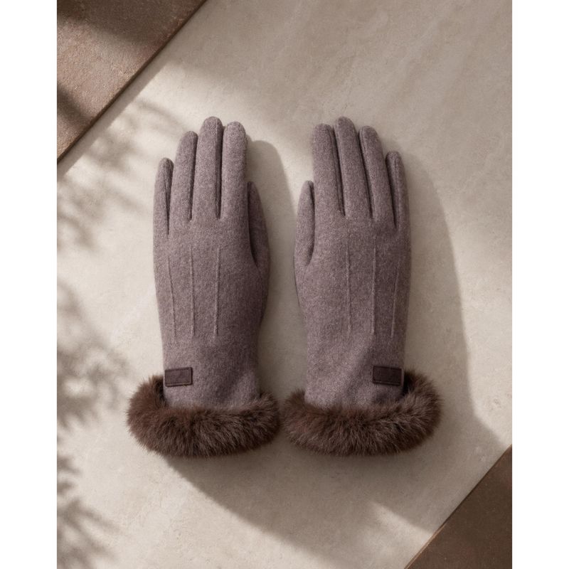 G9041 Hansker m/fuskepels - taupe