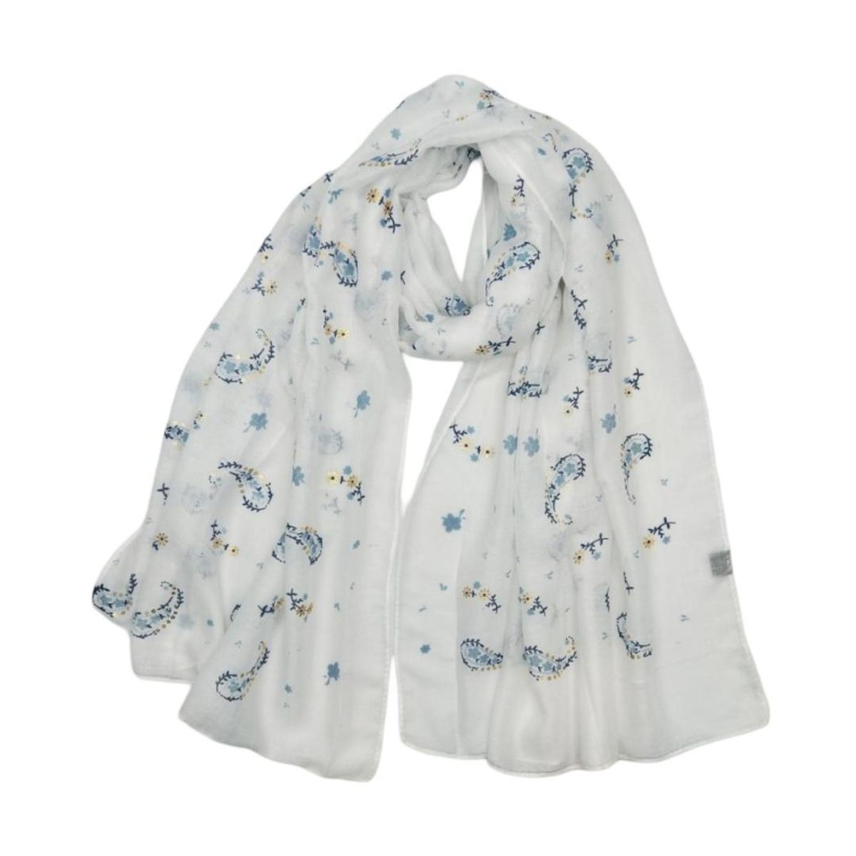  WCH-368 Lett skjerf med paisley - hvit