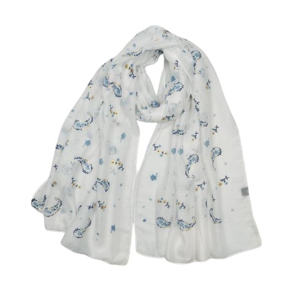 Hovedbilde  WCH-368 Lett skjerf med paisley - hvit